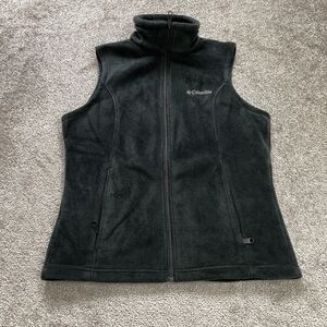 Columbia Benton Springs Fleece Vest Women Medium Black Full Zip Pocket High Neck